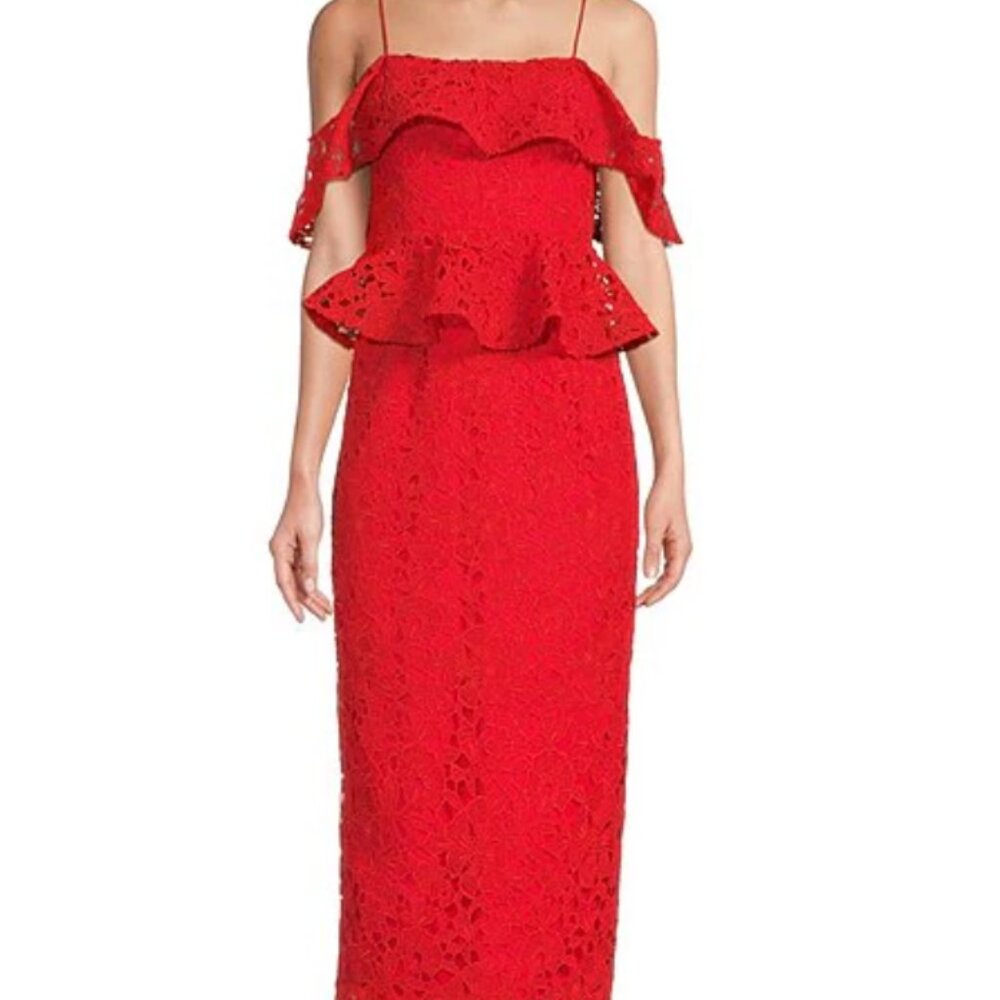 Muse by Marchesa Amaryllis Lace Off-The-Shoulder Midi Dress